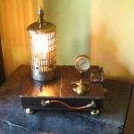 steampunk lamp, phone charging box