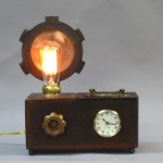 Steampunk lamp, with clock and dimmer